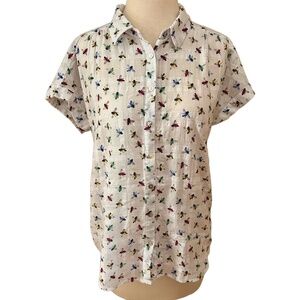 Jane and Delancey Bee Print Button-Up Top – Women’s Size Medium
